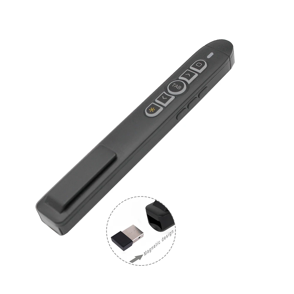 

2.4G RF Wireless PowerPoint Presenter Remote with Laser Pointer for presentation Teaching Wedding 20m control USB Rechargeable