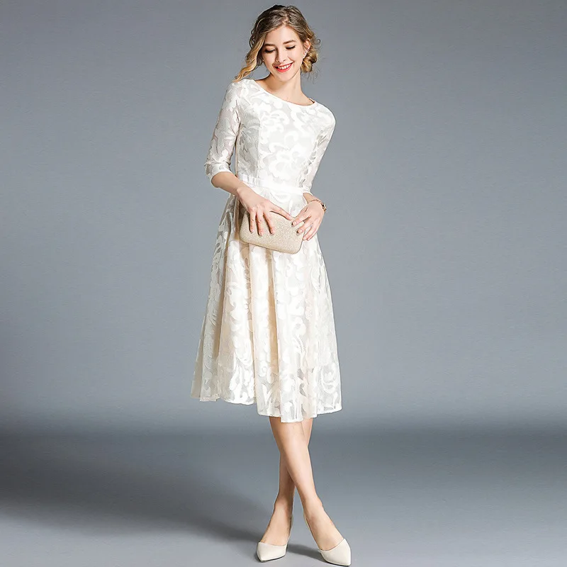 Осеннее женское голубое кружевное платье миди vestidos mujer 2020 Robe Femme женские вечерние