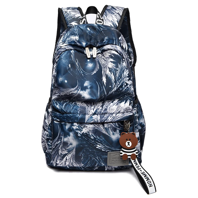 Рюкзак большой емкости печати Дамский Рюкзак Повседневная Студенческая сумка в студенческом стиле - Цвет: A