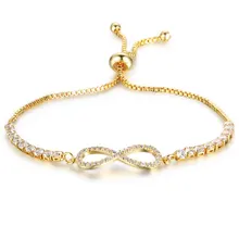 Бесконечность Шарм регулируемые браслеты для женщин AAA кубический цирконий золотой цвет браслет Femme Свадебные украшения подарок на день Святого Валентина