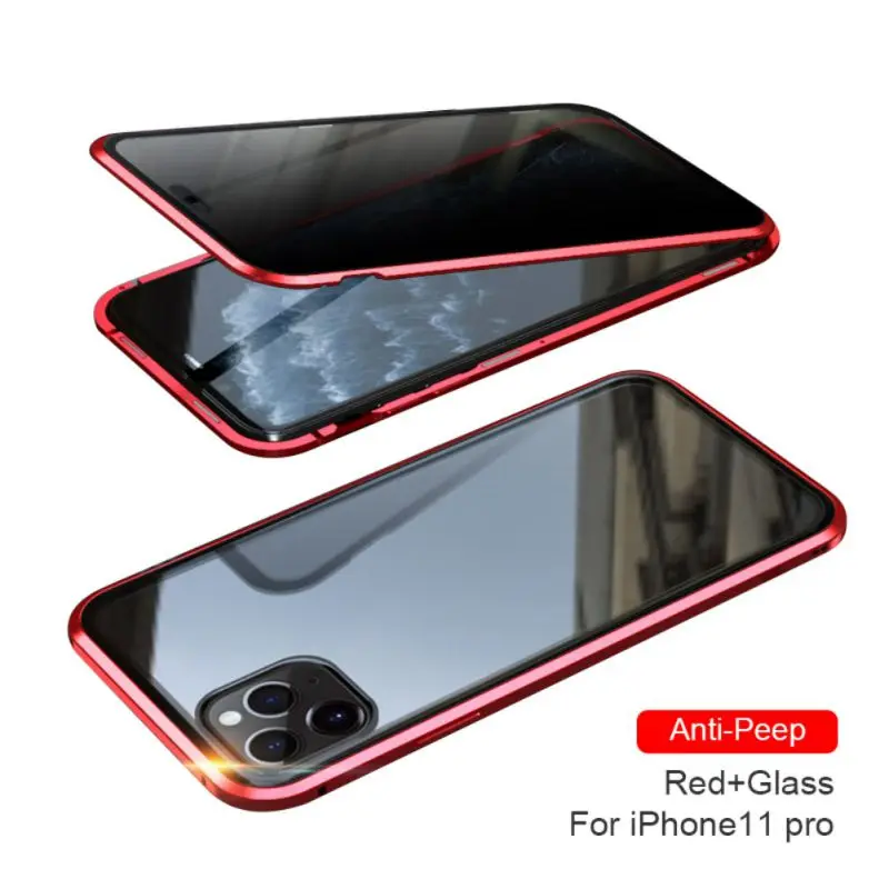 Чехол для телефона, полный корпус, магнитный, анти-шпионский, прозрачный, закаленное стекло, защитный чехол для iPhone 11 Pro