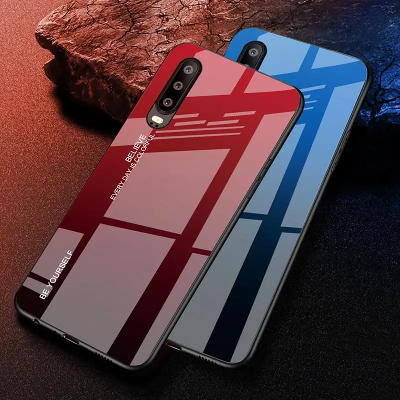 Жесткий чехол для Huawei P40 P20 lite P30 Pro Mate 10 20 Lite Nova 7SE градиентный стеклянный Honor 10i 9 8X 8A