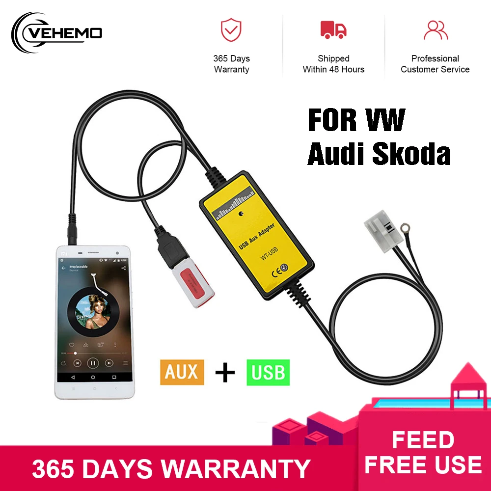Автомобильный адаптер интерфейса VEHEMO автомобильный комплект для Audi MP3 CD сменщик