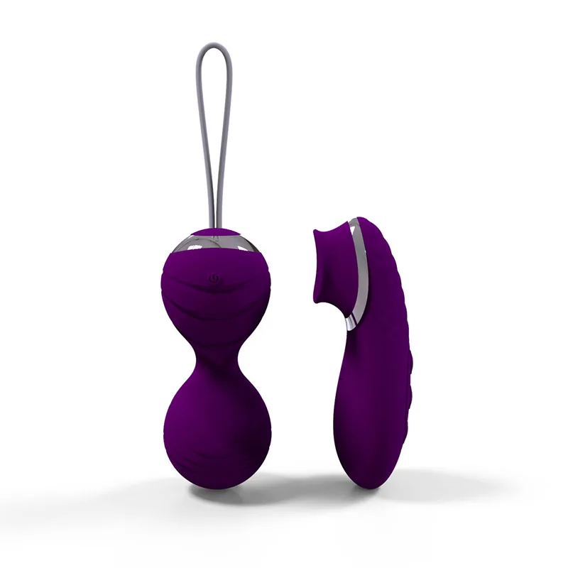 Silicone Shrink Yin Vagina Kegel BallsSmart Ball Vaginal Tight Exercise Machine + Wireless Remote Clitoris Stimulator Vibrators