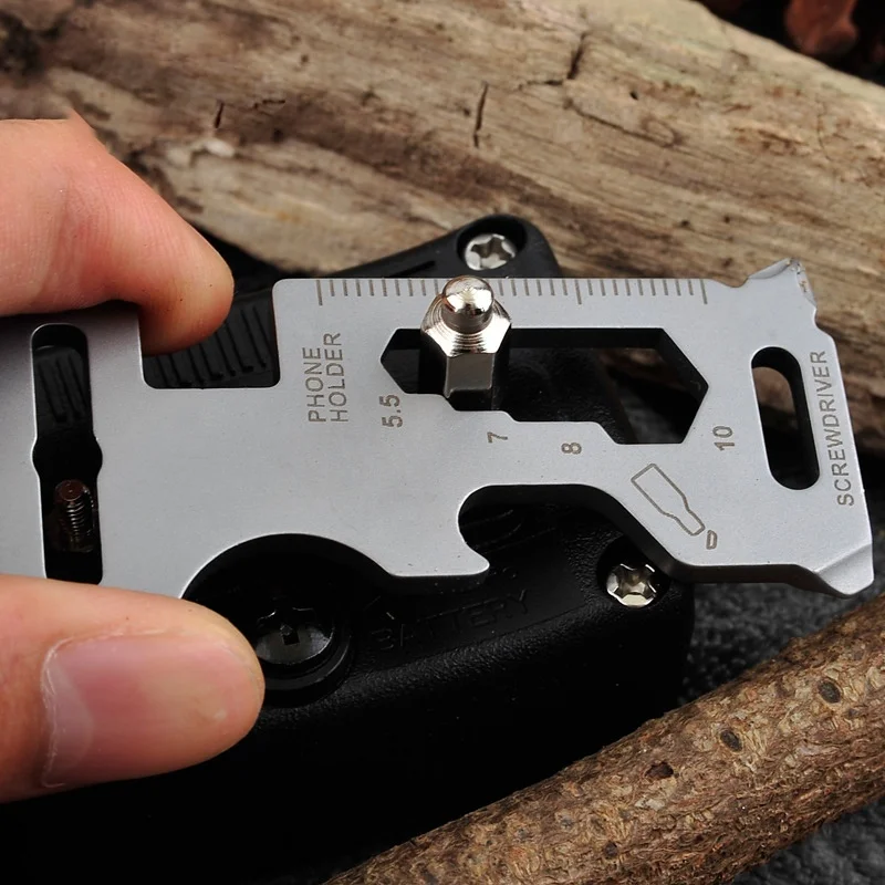 Card Pocket Hiking Hunting Opener Screwdriver Carabiner Buckle Emergency Survival