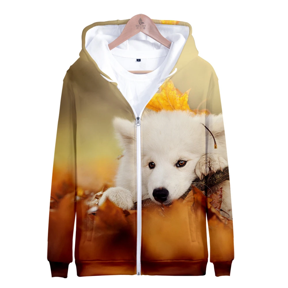  2019 hot sale Samoyed Zipper Jacket 3D Hoodies Sweatshirt Harajuku Samoyed Hoodies women Plus Size 