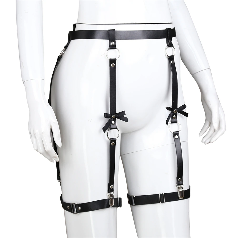Sexy Black latex Leather pants women fetish open croch clubwear pants pole dance stripper clothes Bondage harness exotic apparel