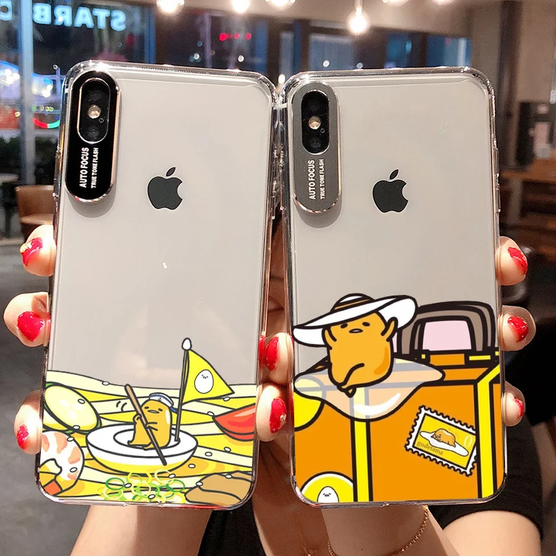 

Lovely Gudetama Egg clear soft cover case for iphone 8 7 6 plus X XS XR XMAX 5 For Samsung Galaxy 8 9 10 plus 7 edge coque shell