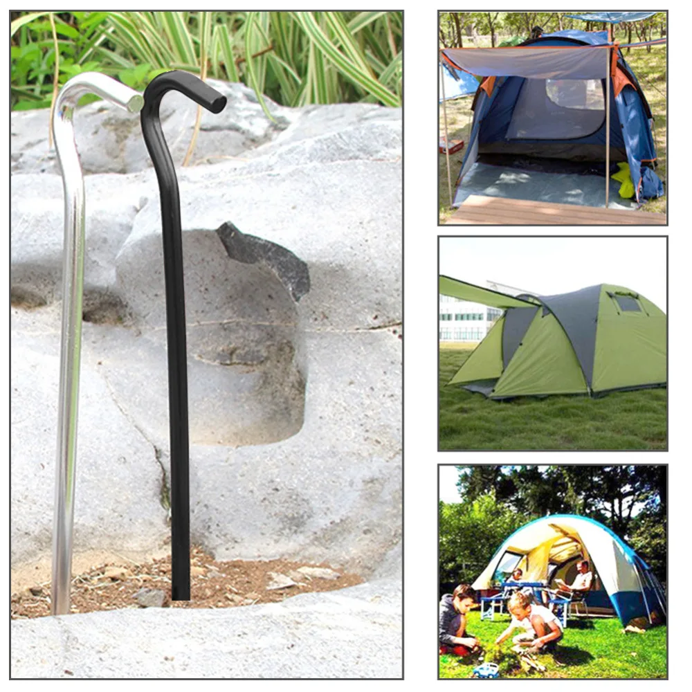 Quality Yes QY 4PCS Black 7Inches All Purpose Deep Triangular Aluminum Camping Tent Stakes Metal Anchor Peg Lawn Stakes