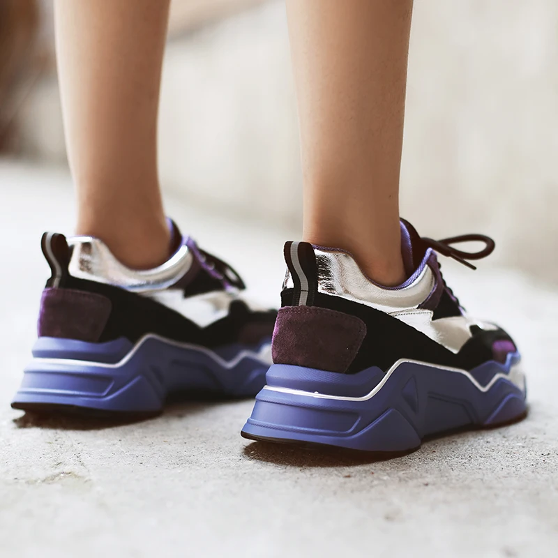 Chaussures femme; кроссовки на платформе; женская повседневная обувь из коровьей кожи; Разноцветные Женские кроссовки; basket femme zapatos mujer