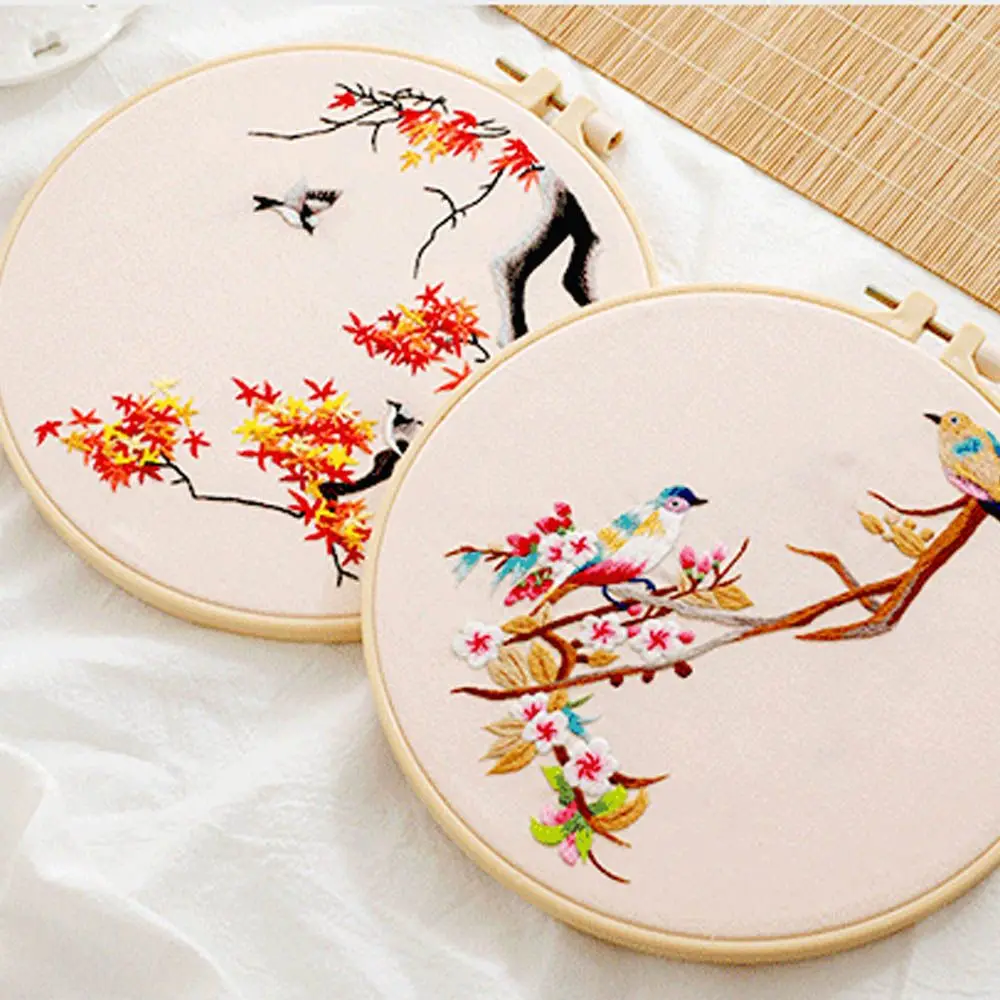 1Pc No Hoop Chinese Flowers Embroidery Kit Cross Stitch Needlework Handmade Sewing Art Craft Painting Home Decoration