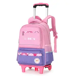 Детские съемные школьные сумки для подростков ортопедические дорожные сумки для книг Детский рюкзак на колесиках для девочек Сумка на