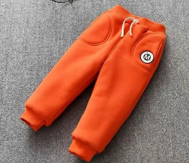 BibiCola/осенние штаны для маленьких мальчиков и девочек; брюки для новорожденных; детские леггинсы из плотного бархата для девочек; Детские Зимние теплые спортивные штаны - Цвет: orange3