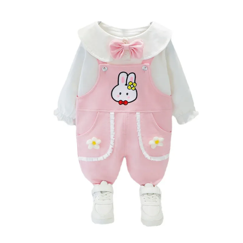 

Fashion Spring Autumn Baby Clothes Children Girls Cute Cotton T-Shirt Overalls 2Pcs/Sets Toddler Active Clothing Kids Tracksuits
