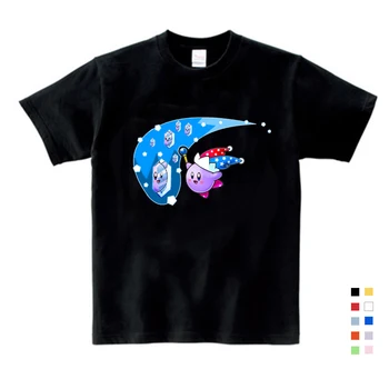 

Cute Kirby Girl T Shirt Game Kids T-shirts Kirby Star Allies Characters Children Summer Tops Boy Cartoon Anime Pink Pattern