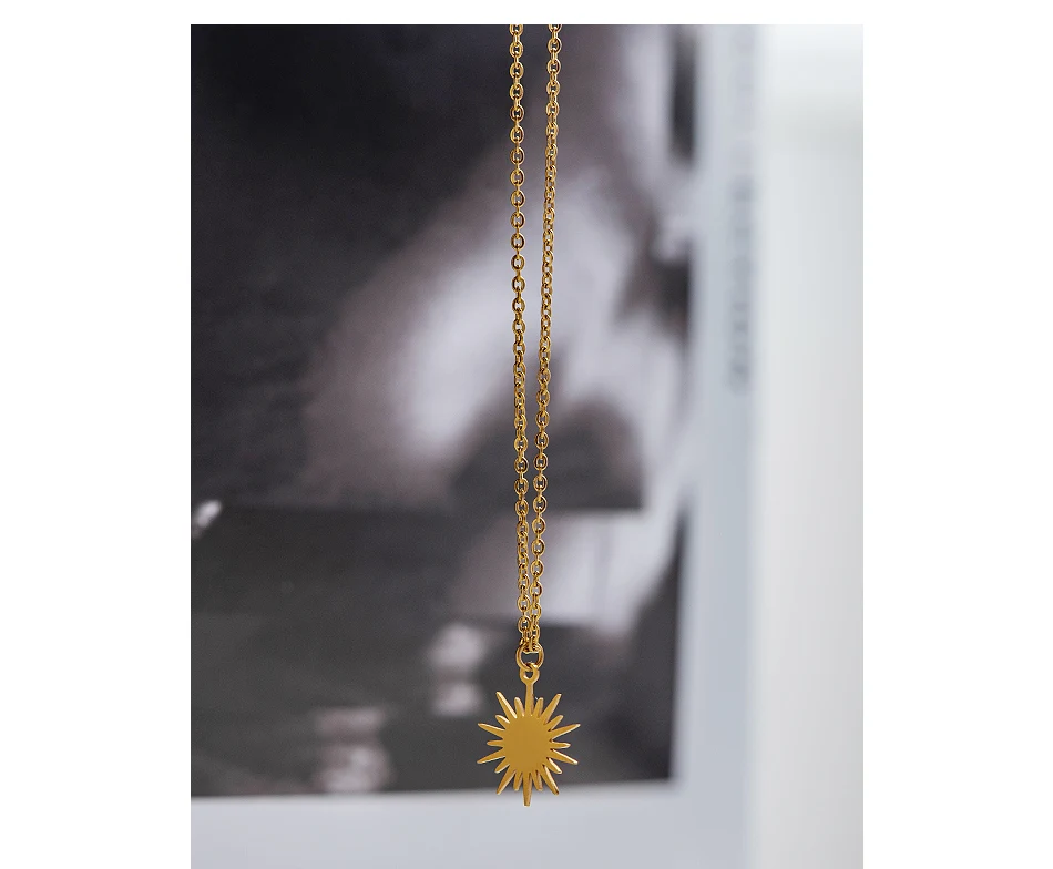 Дикие и свободные женщины солнце кулон цепи ожерелье ювелирные изделия золото нержавеющая сталь диск неправильной формы очаровательные ожерелья Вечерние