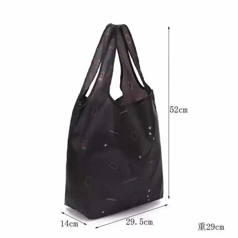New women's thick polyester reusable shopping bag handbag portable environmental shopping bag foldable large capacity shoulder b