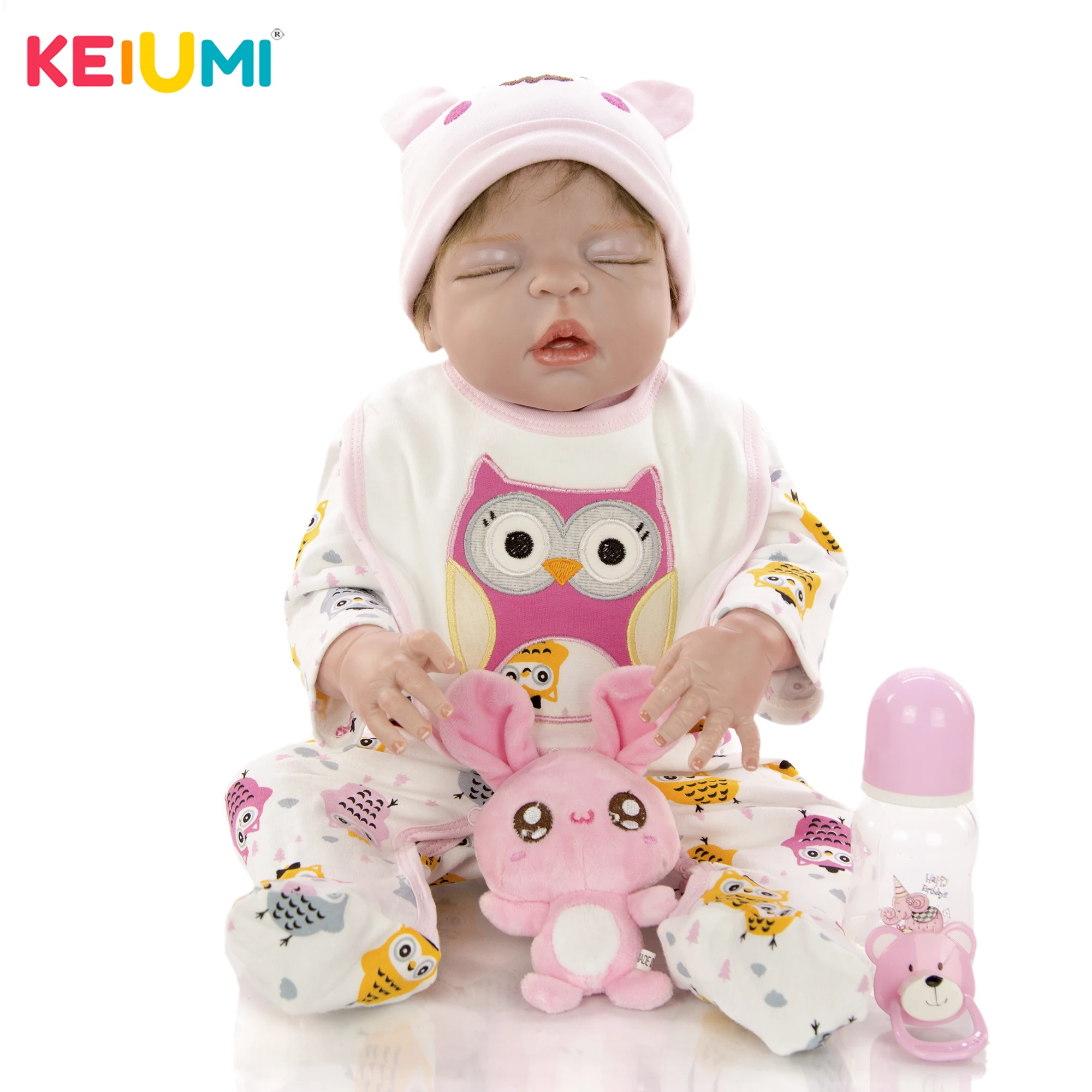 KEIUMI реалистичный Косплей спящий новорожденный девочка 57 см реалистичный Мягкий силиконовый винил Boneca Reborn 23 дюймов Дети Лучшие Playmates