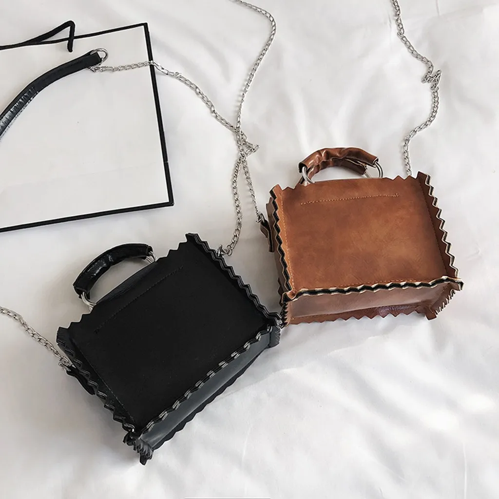 Женские маленькие квадратные сумочки в Корейском стиле, винтажная гофрированная кожаная сумка на плечо, элегантная сумка-мессенджер, уличная