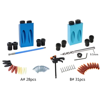 

Woodworking Pocket Hole Jig Kit Angle Drill Guide Set Hole Puncher Locator Tools