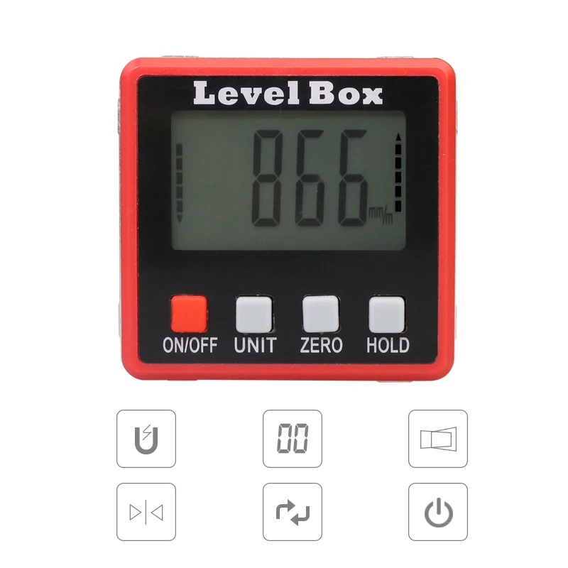  Mini Red Precision Digital Protractor Inclinometer Electronic Protractor Water Proof Level Box Digi
