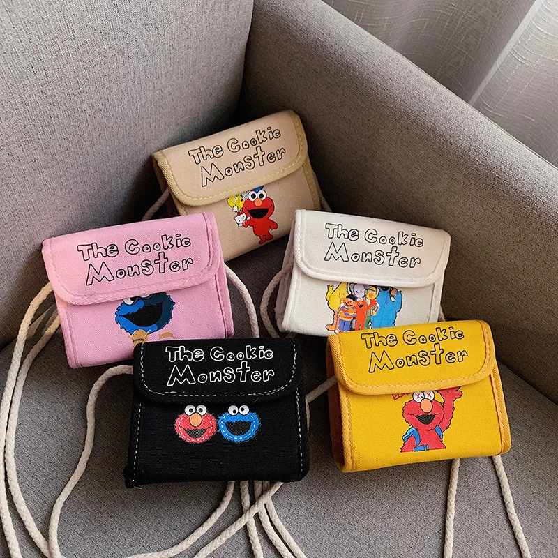 Sesame Street WOMEN'S Bag New Style Mobile Phone Shoulder Bag Summer Mini Shoulder Small Canvas Bag Change Mobile Phone Bag