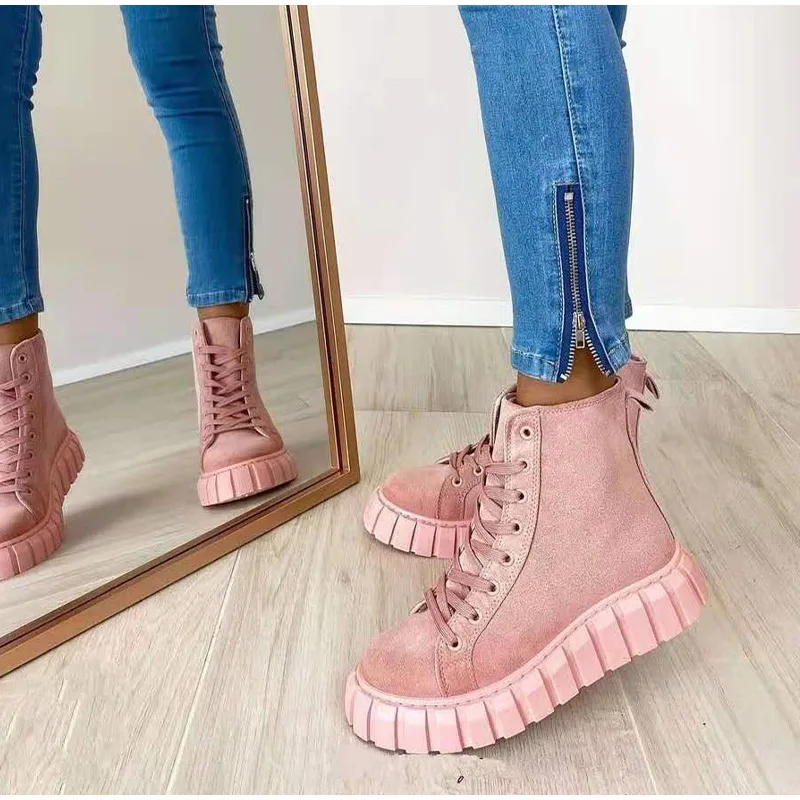 Vanessas women boots knitted lace up autumn platfrom ladies ankle boots