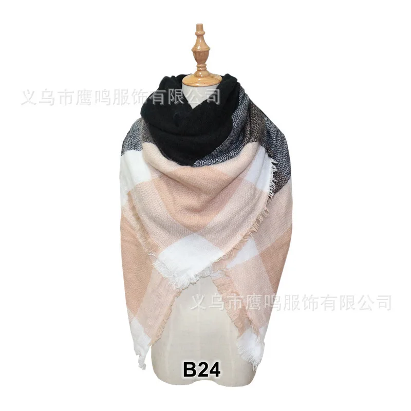 Зимний кашемировый треугольный шарф женский палантин, одеяло, шаль шеи леди Бандана шаль плед пончо из пашмины шарфы для женщин - Color: 21