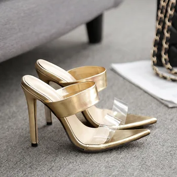 

Shoes Low Woman's Slippers Pointed Toe Thin Heels Rubber Flip Flops Heeled Mules Luxury Slides Shose Women 2020 Hawaiian Soft