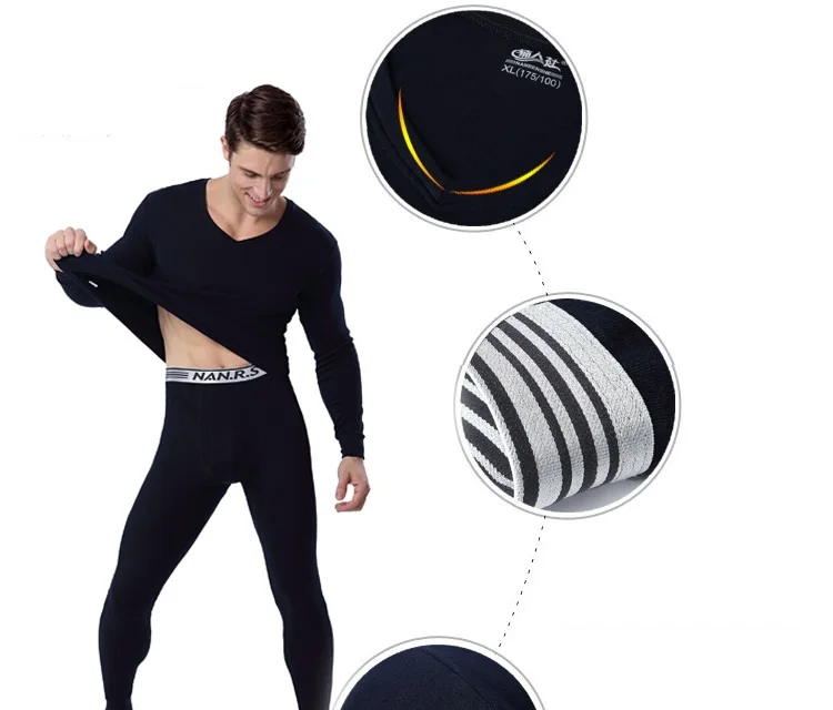 Комплект мужского термобелья из мягкого флиса с V образным вырезом и трусов| |