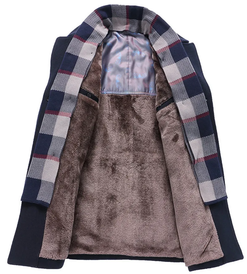 Panelled Mens Designer Wool Jackets Fashion Slim Single Breasted Mens Wool Coats Casual Pocket Males Clothing