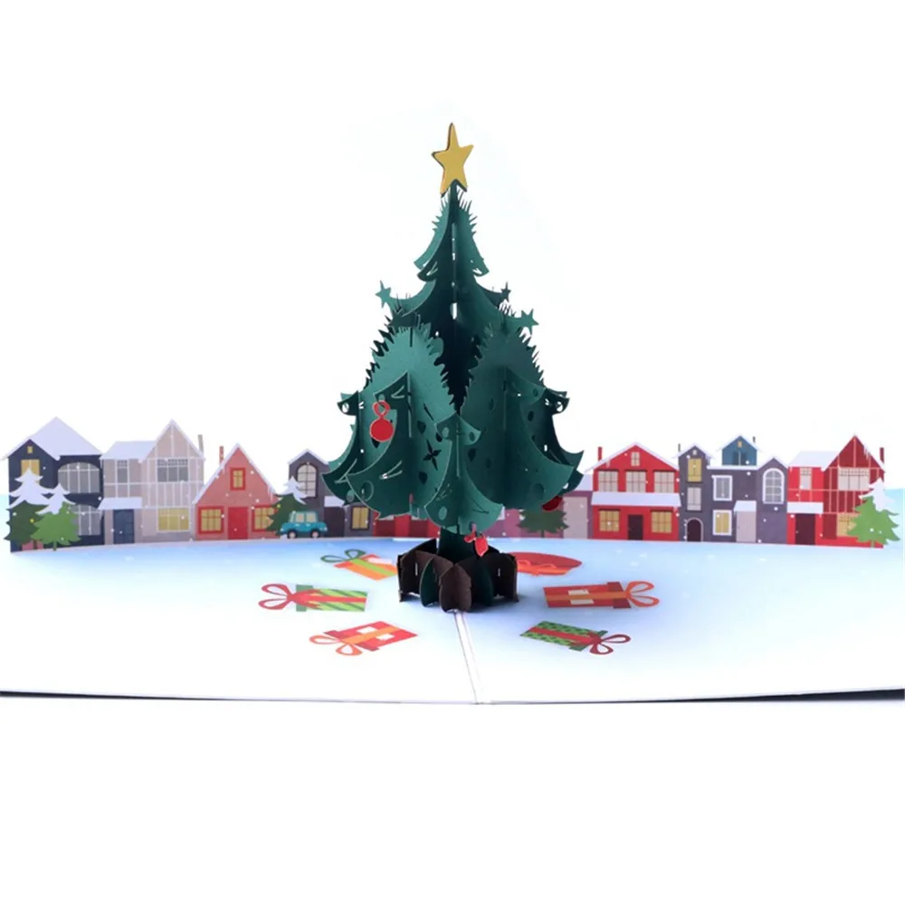 Рождественские подвесные декорации дома Подробнее о 3D открытка-раскладушка рождественское поздравление подарок ребенку праздник счастливый#20 - Цвет: E