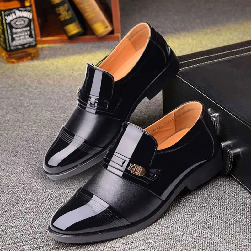 REETENE Fashion Business Dress Men Shoes Formal Slip On Dress Shoes Men Oxfords Footwear High Quality Leather Shoes For Men38-48
