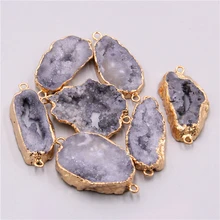 Натуральный серый кристалл кварца соединитель Подвески ожерелье браслет аксессуары кулон agates Druzy Соединитель для шармов Подвеска Изготовление ювелирных изделий