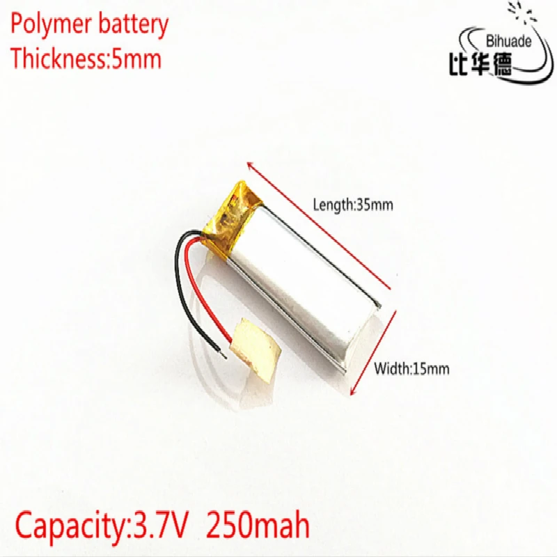 Литиевая батарея 501535 3,7 V 250 mAh 501537 481538 литий-полимерный Li-Po Перезаряжаемые Батарея для Mp3 MP4