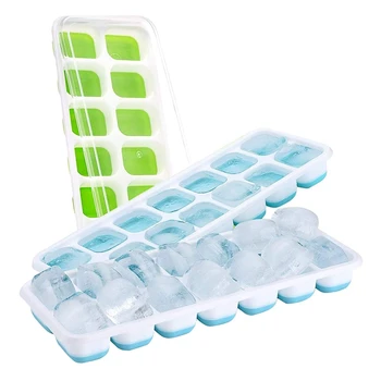 

Silicone Ice Trays with Lids Easy Release Ice Trays Make 42 Ice Flexible Stackable Ice Trays 3 Packs