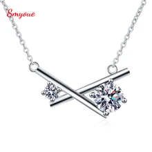 

Smyoue D color Real 1 Carat Moissanite Pendant Necklace For Women Cross Korean 100% 925 Sterling Silver Jewelry Luxury Wholesale