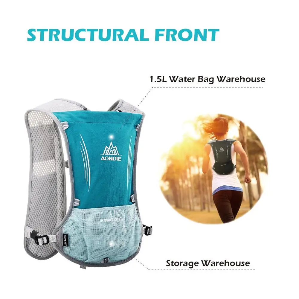 AONIJIE 5L Hydration Backpack Rucksack Bag Vest Harness For 1.5L Water Bladder Hiking Camping Running Marathon Race Sports AONIJIE 5L Hydration Backpack Rucksack Bag Vest Harness For 1.5L Water Bladder Hiking Camping Running Marathon Race Sports