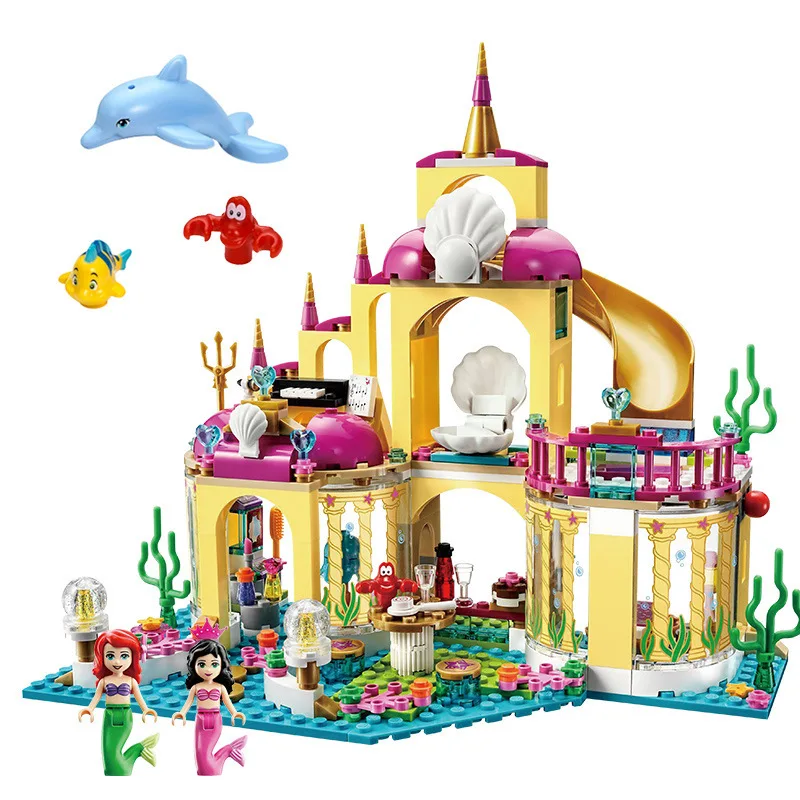 Princess Castle Building Block Bricks Mermaid Ariel Princess Elsa Anna Cinderella Belle Compatible Legoinglys Friends Girls Toys