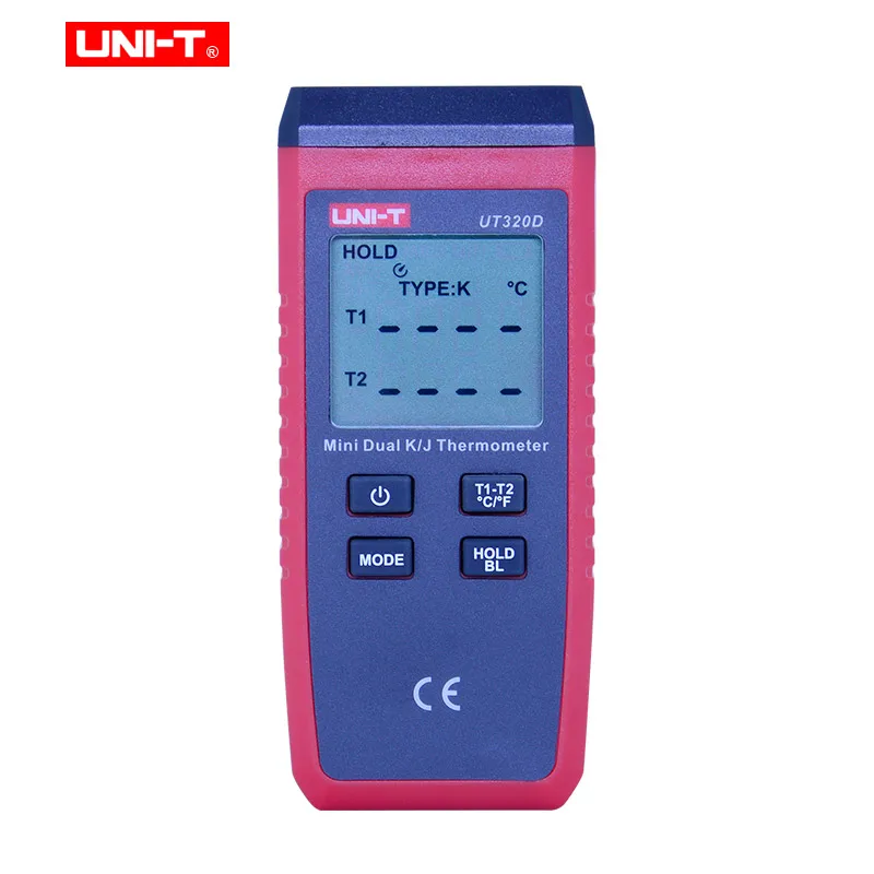 UNI-T UT320A UT320D мини Тип контакта двухканальный K/J измеритель температуры термометр термопары подсветка данных держать выключен авто