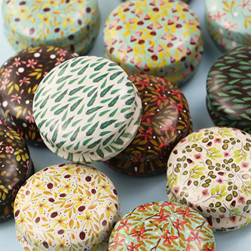 Round Elegant Mini Cream Balm Iron Spices Tin Candles Ointment NEW Cosmetics Flower Box Empty Jars Jar Portable Lip Metal