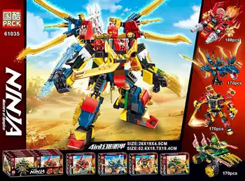 

New 679pcs Ninja 4in1 Big Mech Model Building Blocks Kai Jay Cole Zane Lloyd Mech Ninjagoes Kids Toy Bricks