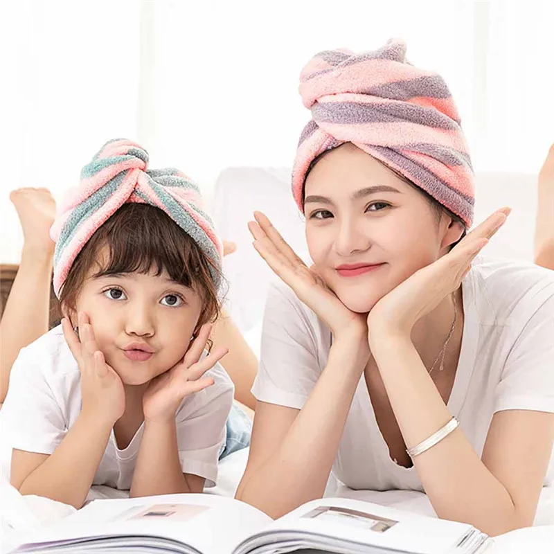 

Hair Hat Microfiber Hair Turban Quickly Dry Hair Hat Wrapped Towel Bathing Shower Hair Drying Wrap Hot Sale New Cap @D