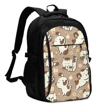 

Backpack USB Charge Women Cute Puppies And Kittens Student Backpack Letters Print School Bag Teenager Girls Backpack