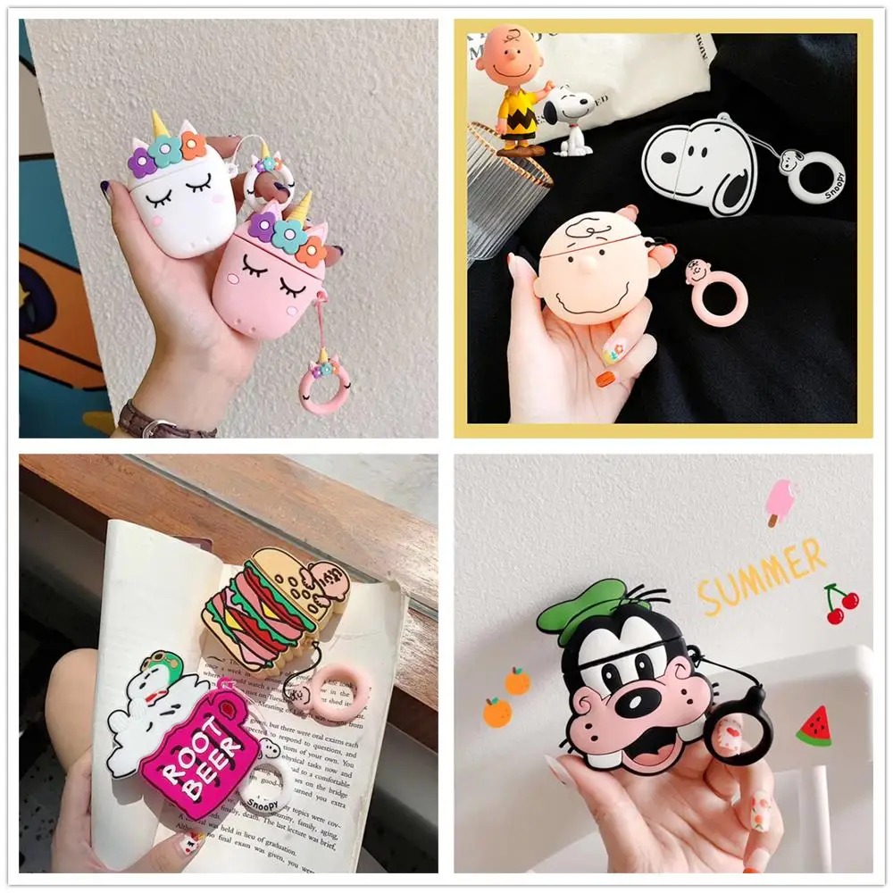 

3D Cute Burger Charlie Ice Cream Dog Bluetooth Wireless Headset Set soft Case For Airpods Earphone Protective Shockproof cases