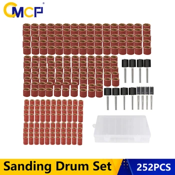 

CMCP 252pcs 80 Grit Sanding Drum Kit Fit Dremel Accessories Tools With 2.35mm 3.175mm Shank Sanding Mandrels Abrasive Tools