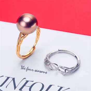 

Simple Big Pearl Rings Settings Women DIY Pearl Rings Holder S925 Sterling Silver Pearl Jewelry Findings