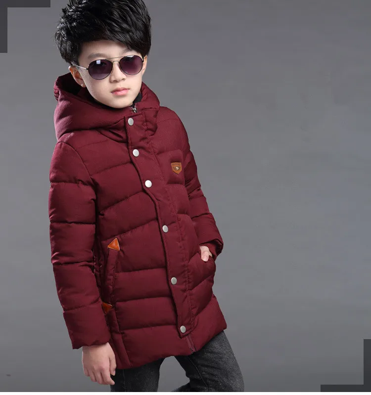Детский плотный теплый пуховик пальто с меховым воротником пальто для мальчиков хлопковая одежда для мальчиков модная куртка с капюшоном детское хлопковое пальто для мальчиков