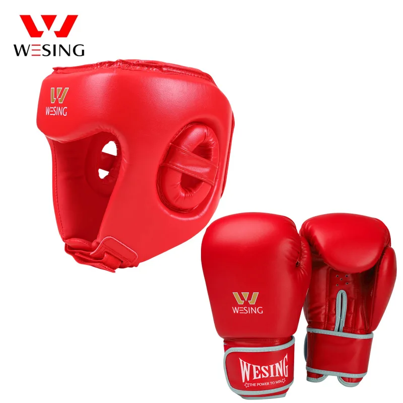 Wesing 10OZ MMA Муай Тай Боксерские перчатки шлем кикбоксинг тренировочные защитные