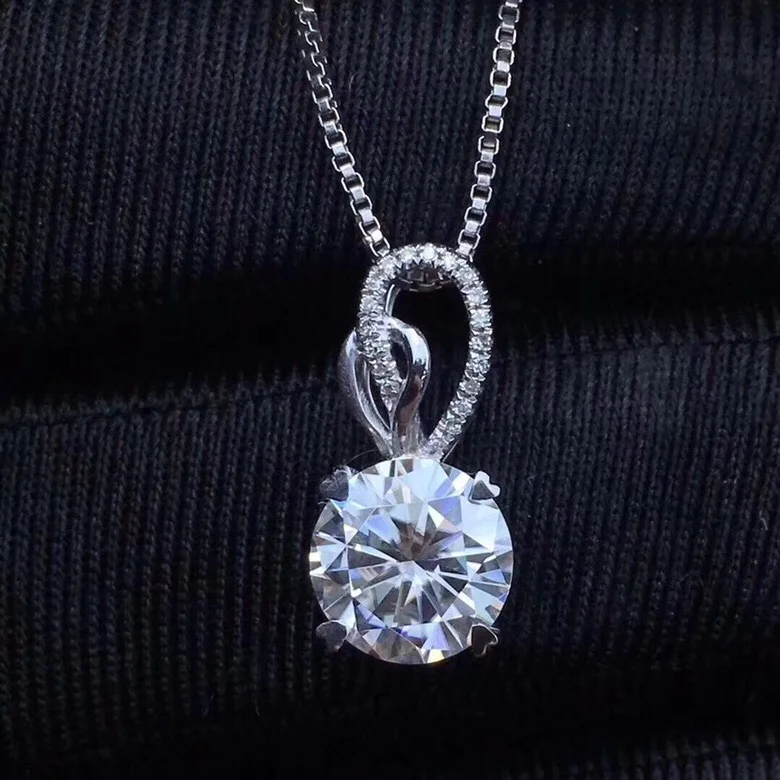 Kkmall Store круглые серебряные подвески Moissanite 2.00ct D VVS Роскошные Подвески Moissanite серьги-гвоздики 925 ожерелья